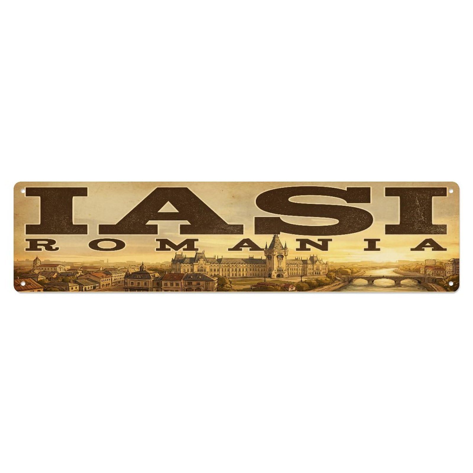 Tgrcjimh Style Metal Tin Sign Retro Travel Romania Iasi