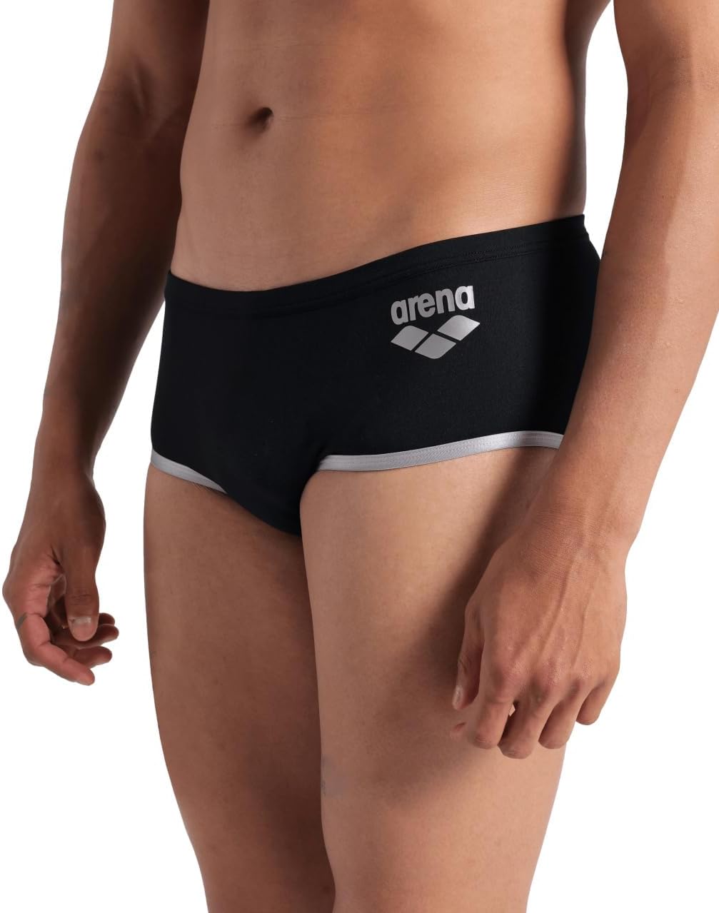 Arena Men's One Big Logo Low-Waist Swim Short Pool Practice Athletic Swimsuit Bottom Pro Swimmer