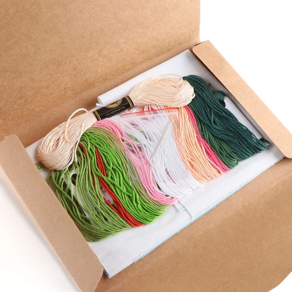 Patrones de Ramo de Flores Kit de Bordado DIY Artesanía Conjunto de Punto de Cruz Paquete de Materiales sin aro de Bordado Suministros de Costura (Color : F)