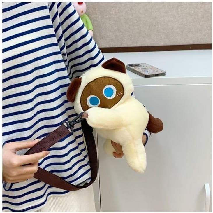 Adorable Cat Plush Shoulder Bag - Kawaii Animal Shape Crossbody Bag, Novelty Purse Wallet Messenger Bag for Girls (Off White) - Image 4