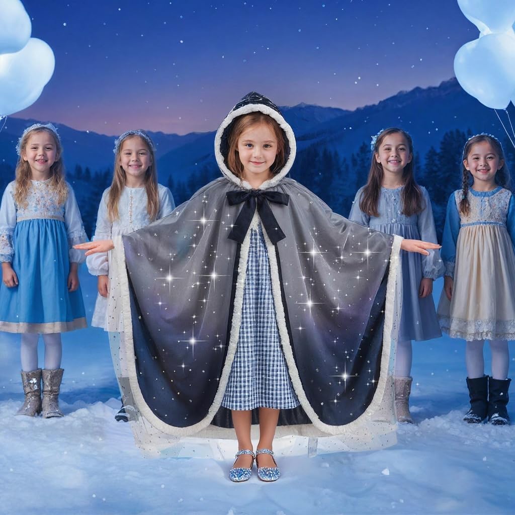 Girls Princess Dress with Crown Magic Wand Cape Princess Costumes for Party Cosplay3-9 - Image 6