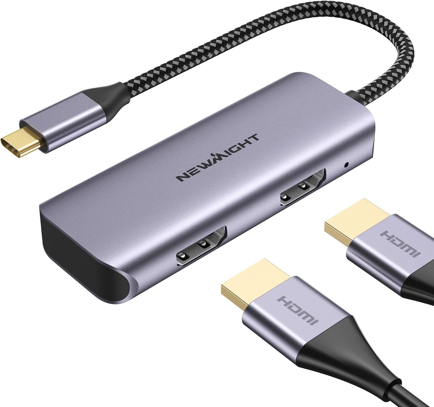 Hub USB C - Newmight 6 en 1 Adaptateur USB C avec HDMI 4K@30HZ, Port PD 100W, USB3.0 Transfert de données Rapide, Lecteur de Carte SD/TF, pour MacBook et Autres appareils de
