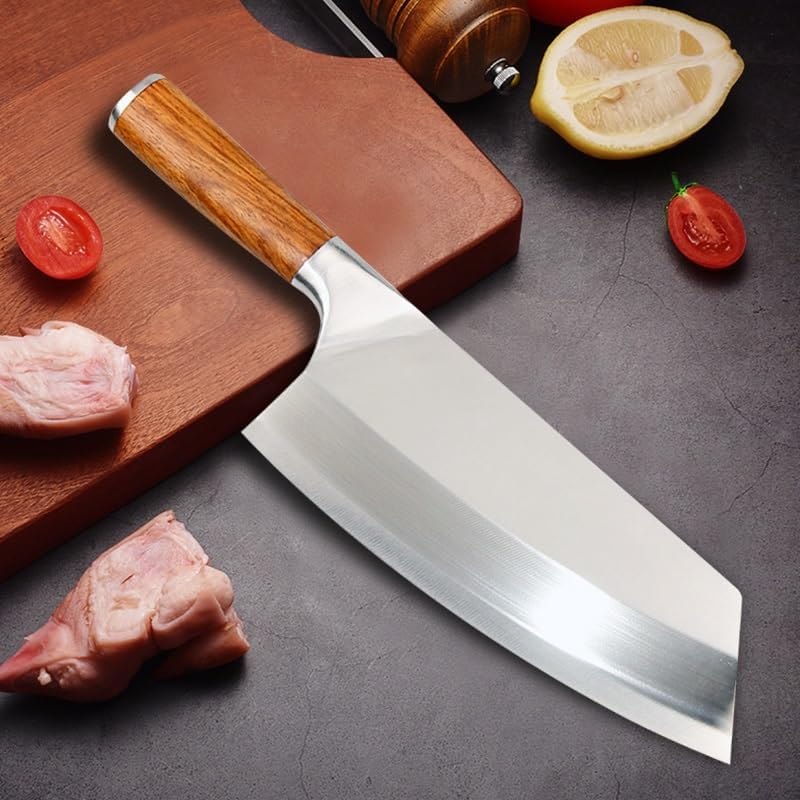 Meat Cleaver,Cleaver Knife 8 Inch Stainless Steel Kitchen Knife Chinese Chef Meat Sliced Cleaver Vegetables Cutter Fish Fillet Chopping Knife Cooking Tool, LAMAJIGA5844