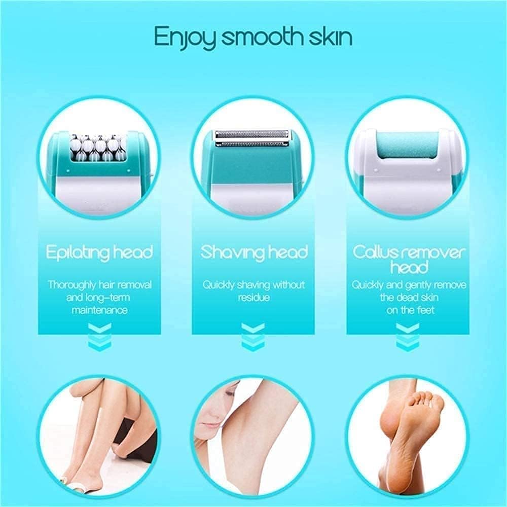 zhanghong Epilator for Women Wet and Dry Hair Removal Kit, 3 in 1 Cordless Lady Shaver Rechargeable Trimmer for Women Skin Care