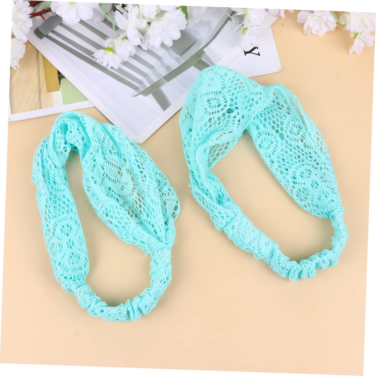 GALPADA 4piezas De Encaje Elásticas Para Mujeres y De Accesorios De Cabello Diseño Floral Color Azul Para Ocasiones Especiales y
