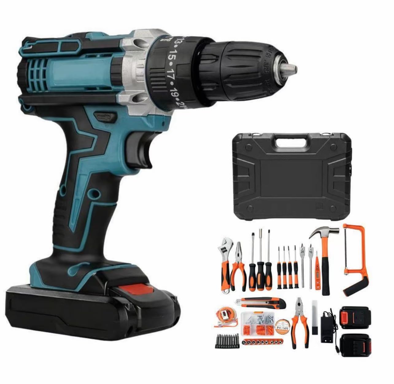 Trapano Avvitatore a Batteria Brushless con Valigetta – 2 Batterie al Litio Incluse – Kit Attrezzi Completo 118 Pezzi – Avvitatore Elettrico Professionale per Casa e Fai da Te