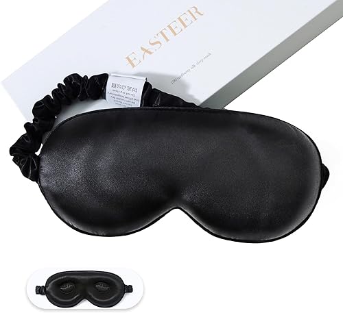 Máscara para dormir 100% seda de morera 22 Momme, cubierta pesada para dormir, máscaras de sueño 3D opacas para extensiones de pestañas con correa