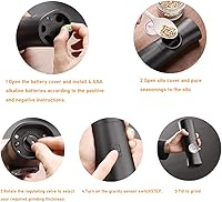 Vista 5 de Gravity - Juego de molinillo eléctrico de sal y pimienta, molinillo automático de sal y pimienta, funciona con pilas, grosor ajustable, luz LED