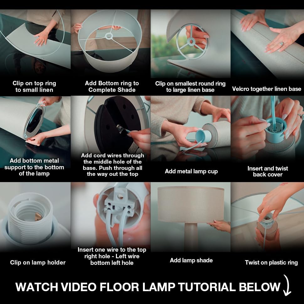 Size 59 Floor Lamp - Branch and Wick – 59” Tall Standing Linen Lamp with Fabric Shade, LED Bulb Included – Elegant Corner Lamp for Living Room, Bedroom, Office - Taupe