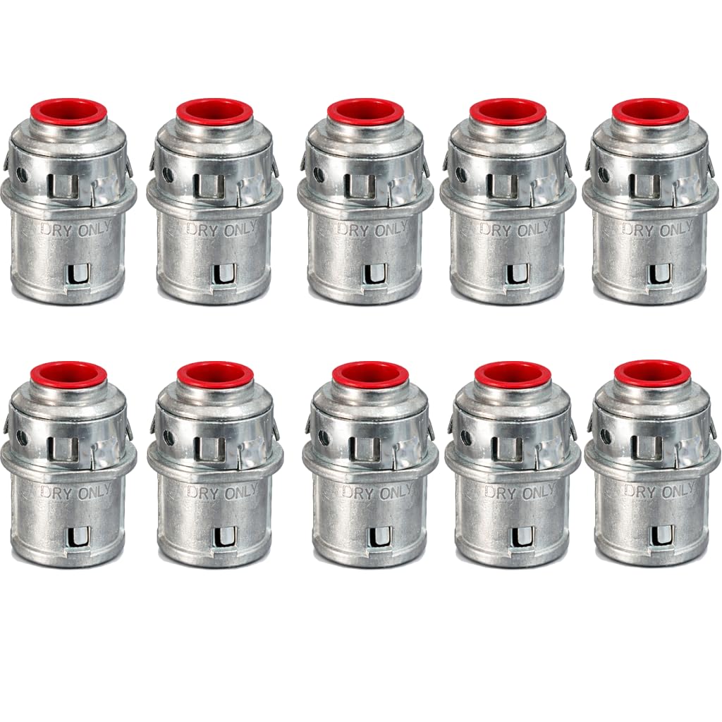 25 Packs 3/8" MC Cable Connectors, Zinc Snap-in Electrical Conduit Connectors, 1/2" Knockout Snap Lock Fittings for Steel and Aluminum Armored Cable — Amazon image 8