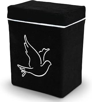 Velvet Urn Bag with TSA Approved Cremation Container | Holds Cremated Ashes of Human Adult | For Use in a Niche or Ground Burial | Fits the Crowne Burial Urn Vault Black with Dove