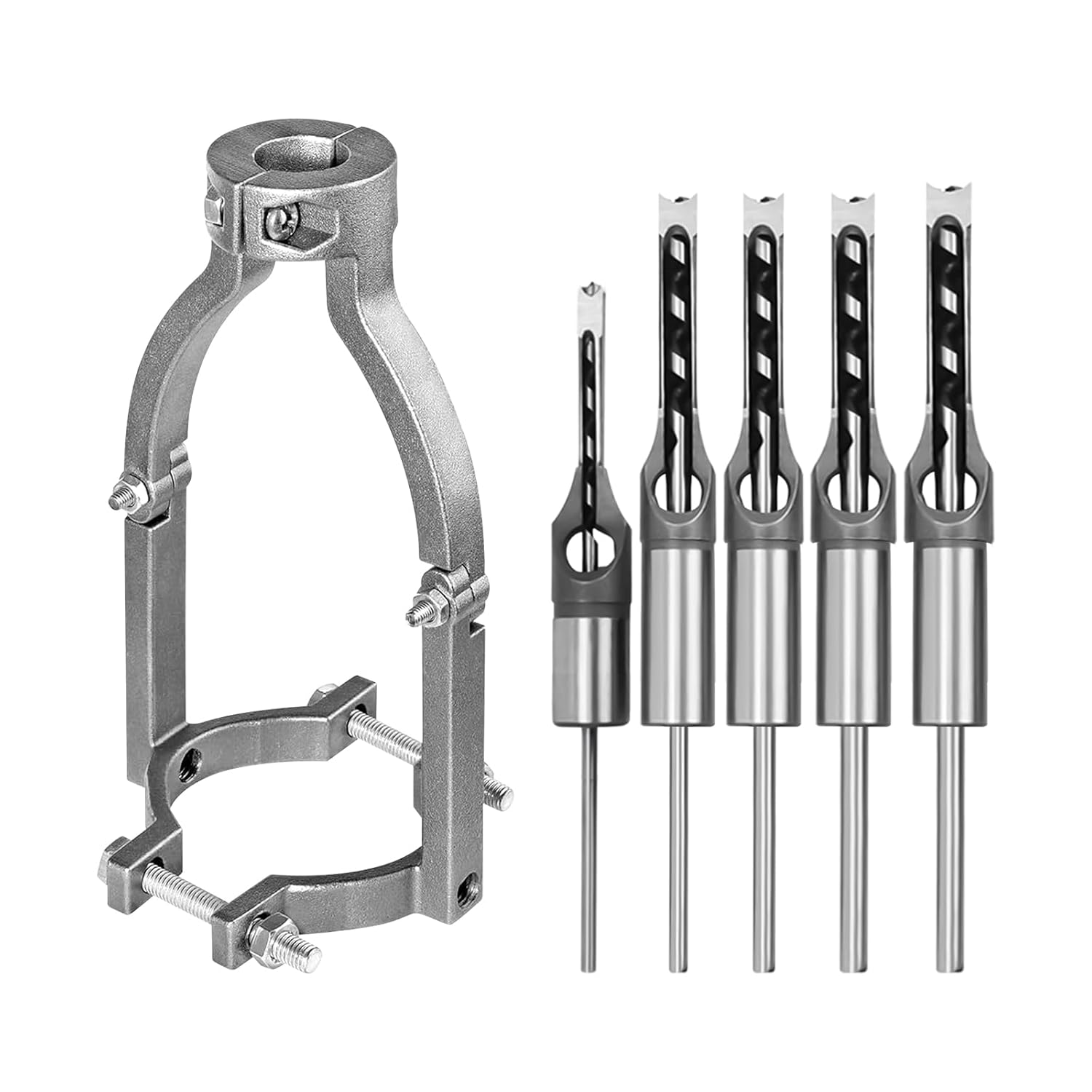 Woodworking Square Hole Drill Bits with Adapter, Wood Mortising Chisel Set Wood Square Hole Mortising Chisel Drill Bit for Mortising Machines (1/4, 5/16, 3/8, 2/5, 1/2, 9/16, 5/8)
