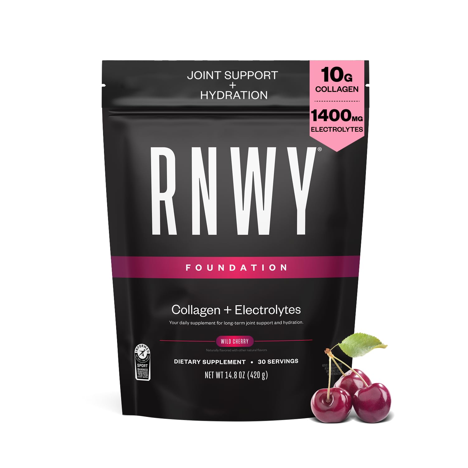 RNWY Foundation Collagen Peptides + Electrolytes Powder, 10g Hydrolyzed Collagen, Multivitamins | Joint & Hydration Support for Endurance Athletes | Sugar-Free, 30 Servings, Lemon Lime — Amazon image 8