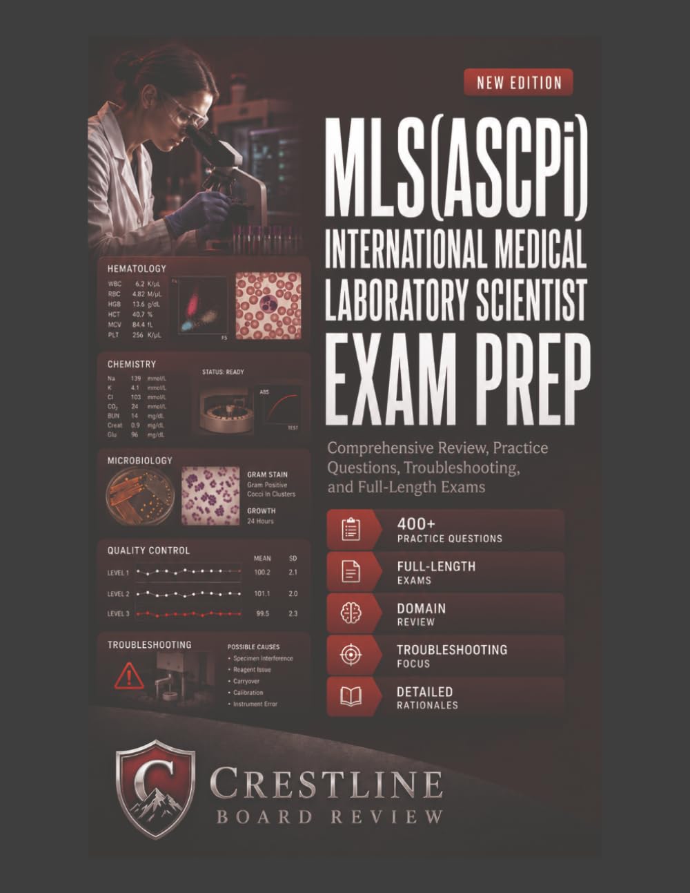 MLS(ASCPi) International Medical Laboratory Scientist Exam Prep: Comprehensive Content Review with Clinical Correlation, Laboratory Troubleshooting, ... Dashboards, and Two Full-Length Exams