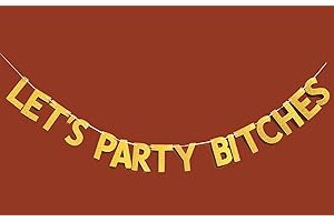 FECEDY Glitter Gold Alphabet Let's Party Banner for Bachelorette Party Decoration