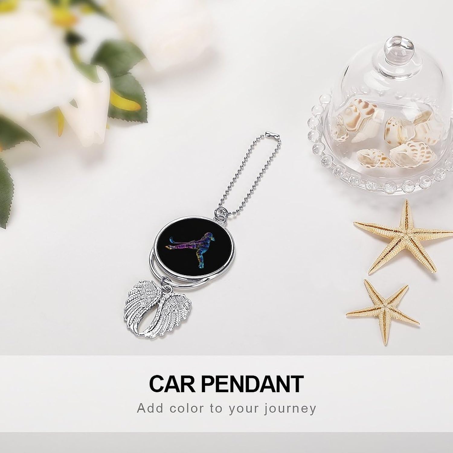 Hockey Ice Hockey Women Car Hanging Pendant Elegant Rear View Mirror Charms Ornament Home Decor Silver-Style