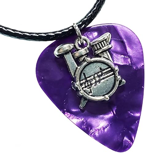 Miniatura 7 de Guitar Pick Necklace Drums & Vegan Leather Cord Chain