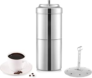 KSJONE South Indian Filter Coffee Maker 200 ML,2-4 Cups Stainless Steel Coffee Maker, Drip Coffee Brewer, Madras Kaapi Kappi, Coffee Decoction Maker