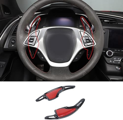 2 piezas de accesorios interiores para volante, extensiones coloridas para Chevy Chevrolet C7 Corvette 2014-2019 (aluminio, para palanca de cambios