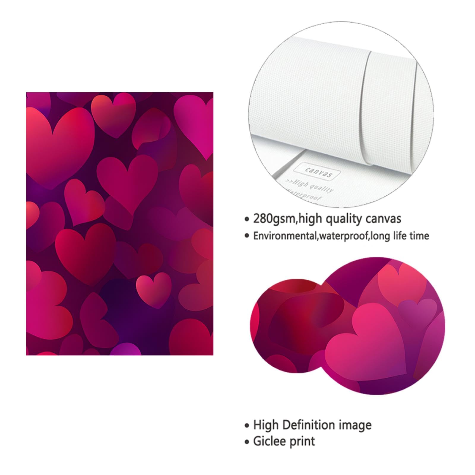 Deertweet Home Rotes Herz Leinwand Wandkunst Neuheit Ästhetisches Kunstwerk Wanddekoration Romantische Liebe Herz Poster Leinwanddrucke Malerei Wohnkultur 60x80cm Innenrahmen