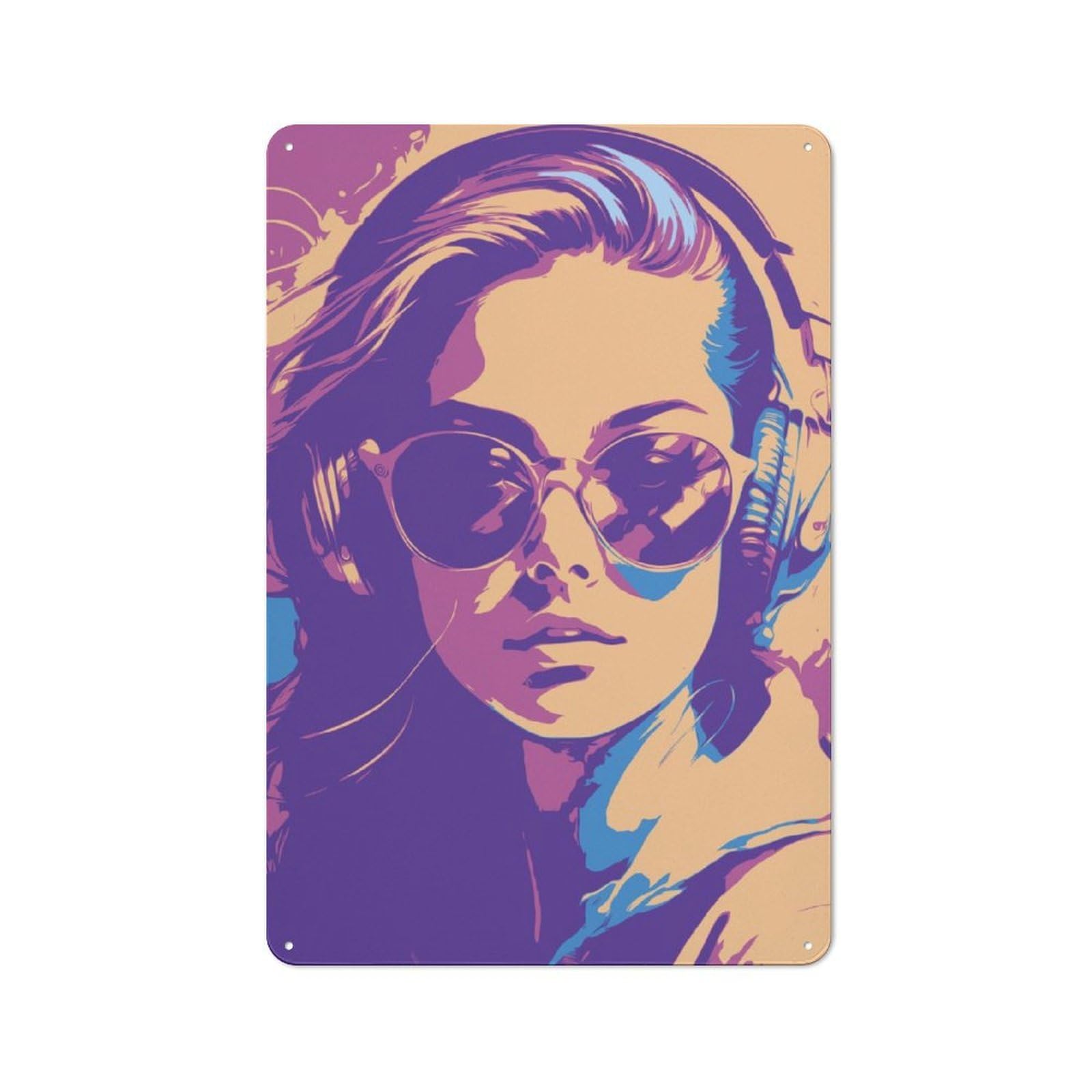 Junmoney Girls Music Vintage Metal Plaque 30X20cm Featuring For Home Bar Wall, A Metal Wall Feature For Home Bars And Entertaining Spaces
