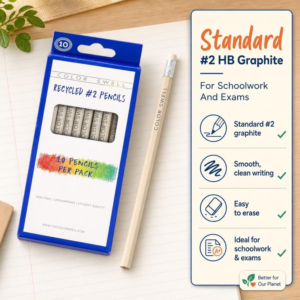 Color Swell Bulk Recycled Pencils, 1 Pack, 10 per Pack (12 Total) image 2