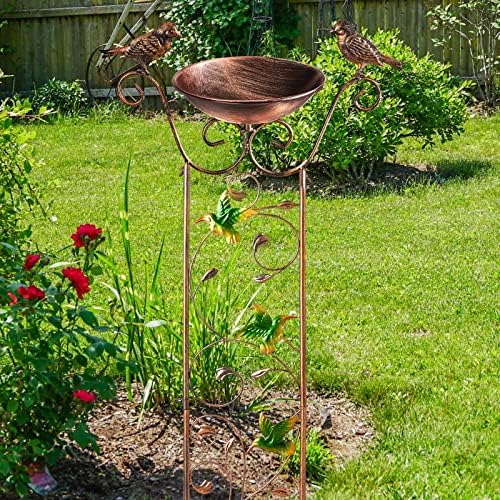 AWENDIETOU Bird Bath with Garden Trellis for Climbing Plants Outdoor 2 in 1 Bird Baths Bowl,Bird