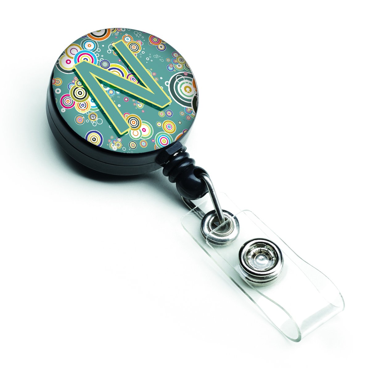 Caroline's Treasures Letter N Circle Circle Teal Alphabet Retractable Badge Reel, Multicolor (CJ2015-NBR)