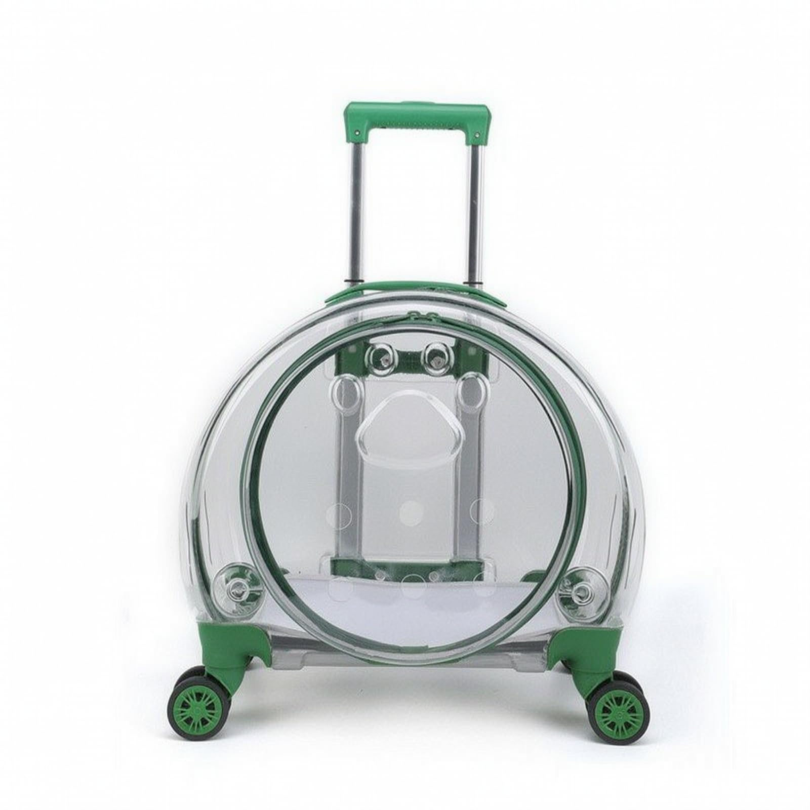 Haustierkoffer Rollkoffer Transportbox Tierkoffer Reisekoffer Hartschale mit Teleskopgriff Vier Rollen Und Belüftung Robuste Konstruktion mit, Grün, 1904-2 Volltransparent Grün