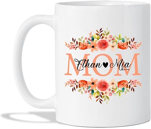 Taza de té con diseño de flores para mamá, taza personalizada para mamá con nombre, taza de café personalizada para madre, regalo para mamá, tazas