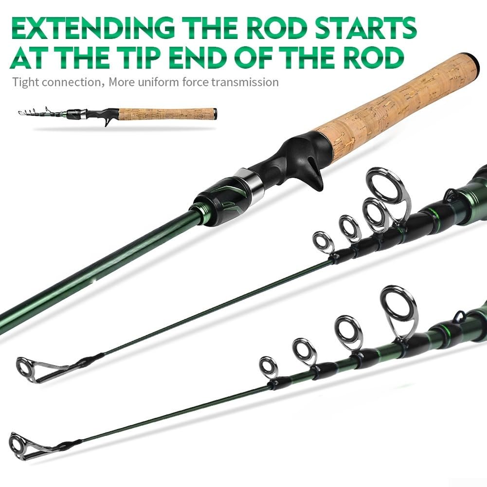 Canna da Pesca in di Carbonio 210cm Portatile Canna da Pesca(Open reel model2.3 m) | di carbonio ad densità, leggera e , ideale per pesca sportiva e viaggi frequenti