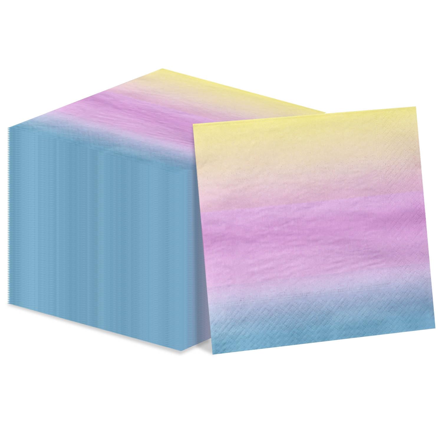 100 Serviettes De Table Arc-en-Ciel Pastel - 33x33 Cm - Pour Anniversaire, Baby Shower & Fêtes