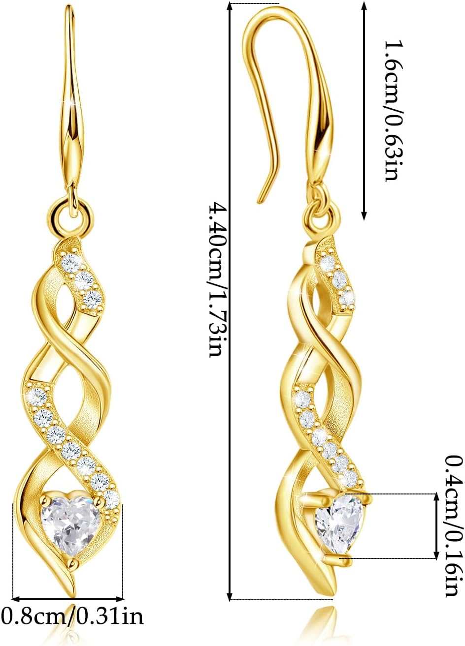 Infinity Earrings Sterling Silver Drop Dangle Earrings for Women - Hypoallergenic Heart Cubic Zirconia Long Dangling Earring Fashion Dainty Jewelry Gift for Here Wife Mom Birthday Valentine's Day - Image 6