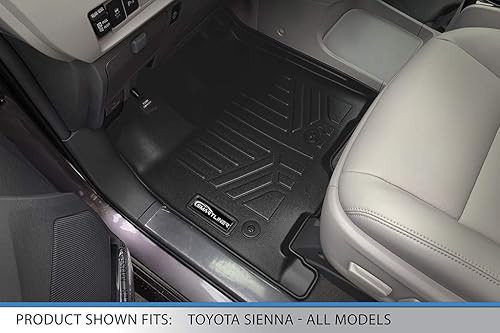 Miniatura 2 de MAXLINER - Juego de alfombrillas de ajuste personalizado de 3 filas, color negro, compatible con Toyota Sienna 2013-2020 modelo de 8 pasajeros