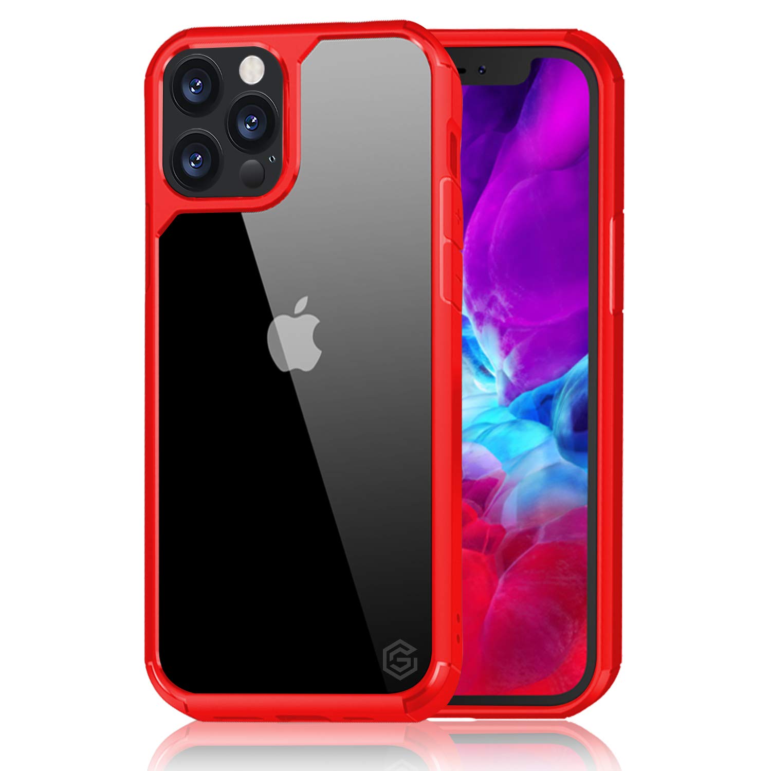 GRIPP® Defender Crystal Clear Transparent Back Case Compatible with iPhone 12 | iPhone 12 Pro (6.1") Shock-Absorption Drop Tested Dual Layer Crystal Clear Full Protection Slim Back Cover - Red (B08NYGYVTB) Amazon Price History, Amazon Price Tracker