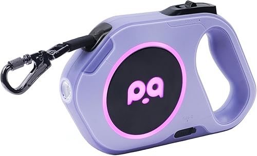 QQPETS Correa retráctil para perro con luz LED recargable, cinta de nailon resistente de 16 pies para paseos nocturnos de hasta 88 libras de