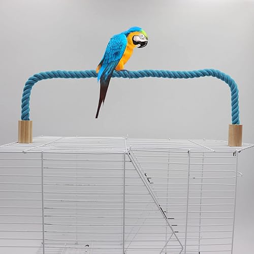 Miniatura 5 de Paquete de 2 perchas de cuerda para pájaros, percha oscilante de cuerda para pájaros, accesorios de poste para jaula de pájaros, juguete de escalada
