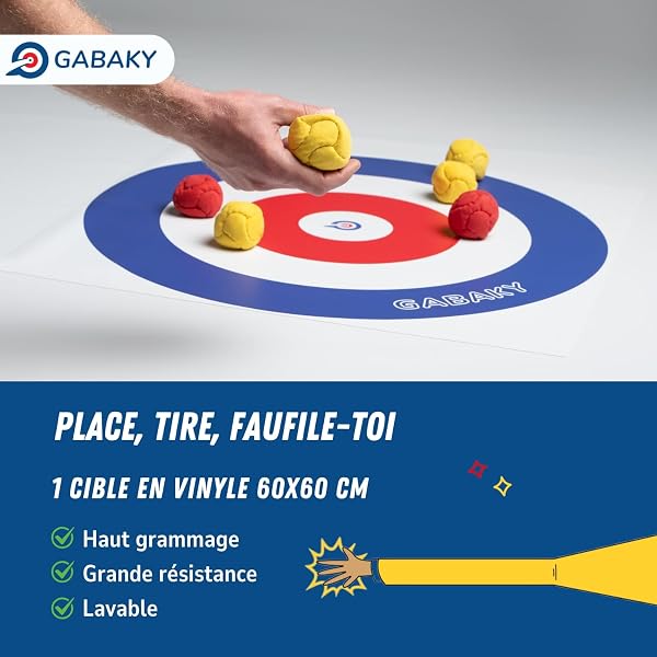 GABAKY Jeu de Pétanque Originale, Mix de Palet et Curling, Cible avec 8 Boules Molles, Tout Terrain Intérieur Extérieur Indoor Outdoor (Édition Classique) - 2