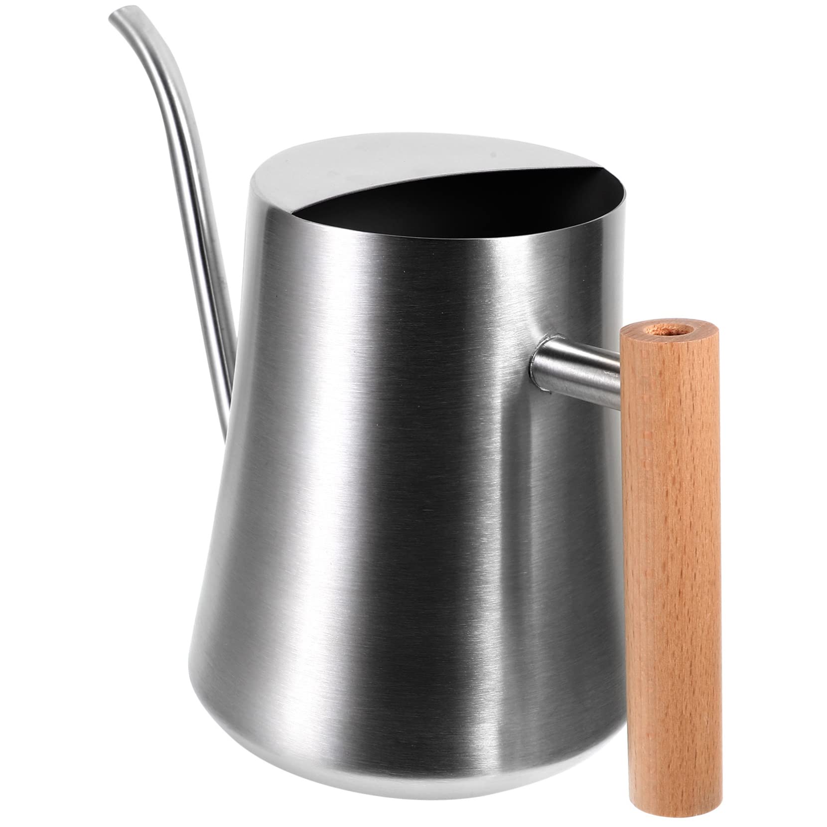1l Edelstahl Gießkanne mit Holzgriff, Silber, für Pflanzen
