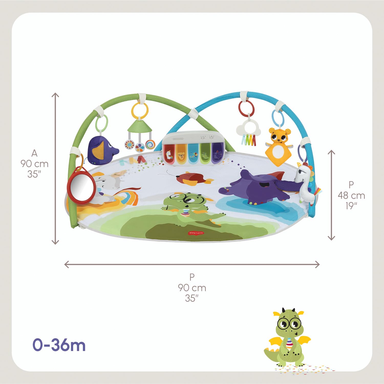 Tiny Love Gymini, Palestrina Neonato Multifunzione con Musica, Palestrina Bambini 0+ mesi, 20 Attività, Gioco Musicale interattivo, Archi Regolabili, Design Intelligente e Regolabile, Born To Party