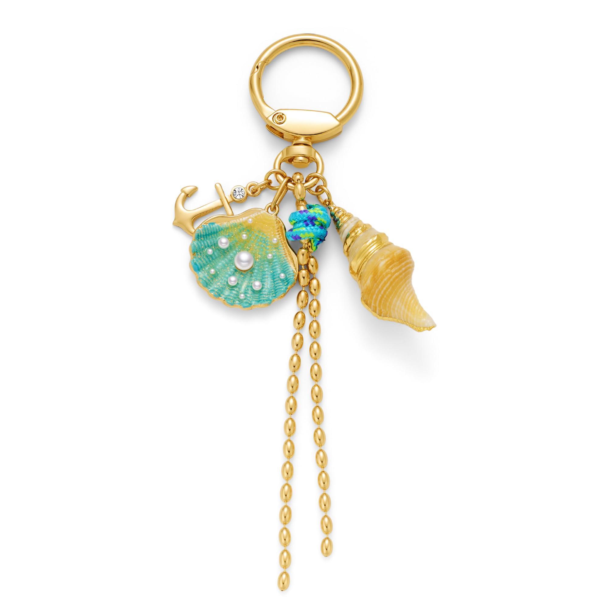 WOWORAMA Sea Shell Charm Keychain for Women Blue Heart Starfish Seashell Bag Charms Ocean Sea Marine Purse Charms Keyring
