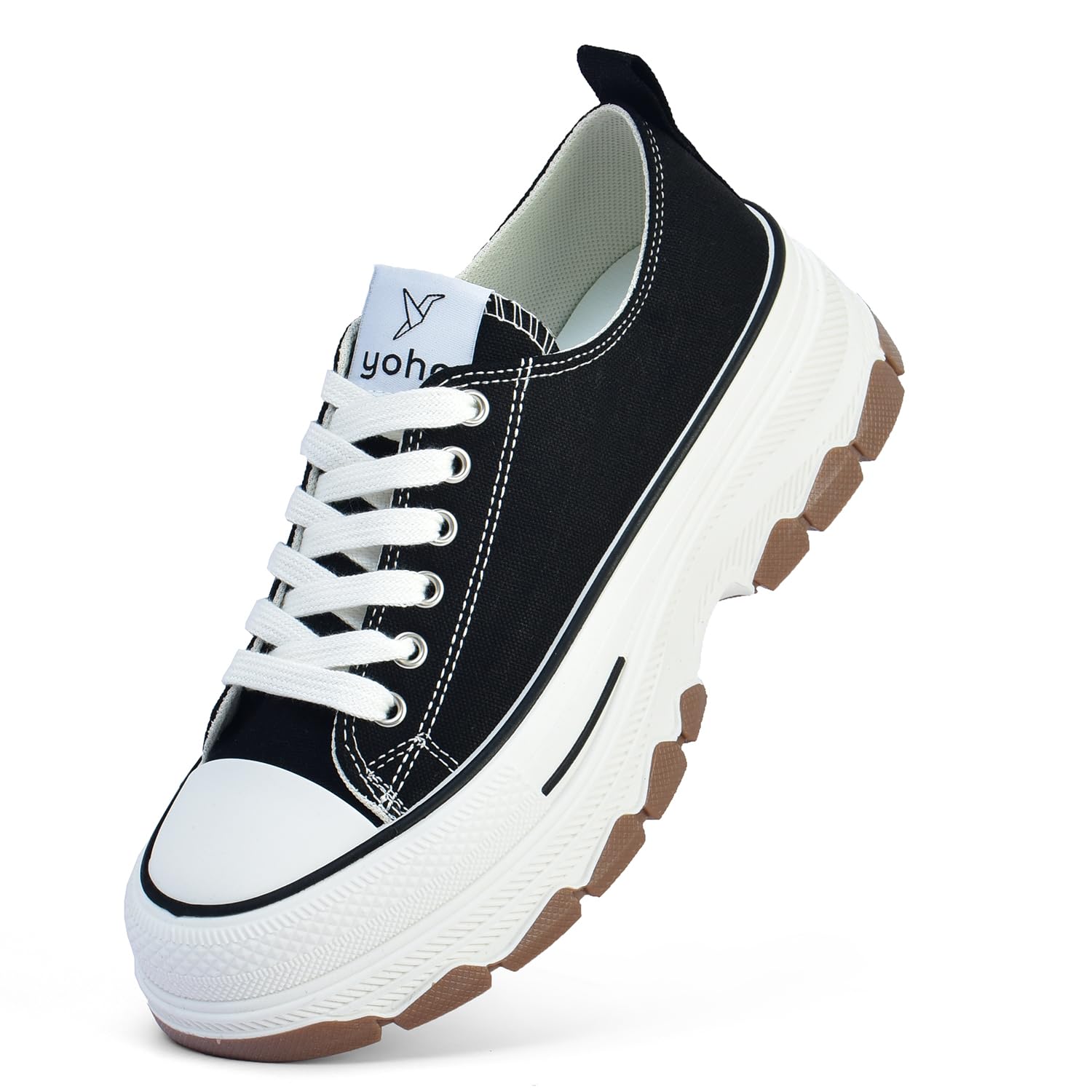 YOHO Fluffs Women’s Trendy Comfortable Canvas Chunky Sneakers | Classic Black - UK 4 (B0DH4M1358) Amazon Price History, Amazon Price Tracker