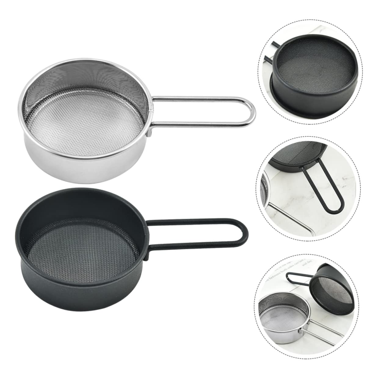 Set mit 4 kleinen Mehlsieben aus Edelstahl mit feiner Masche, Küchensieb- und Passierwerkzeug, perfekt zum Backen und Kochen