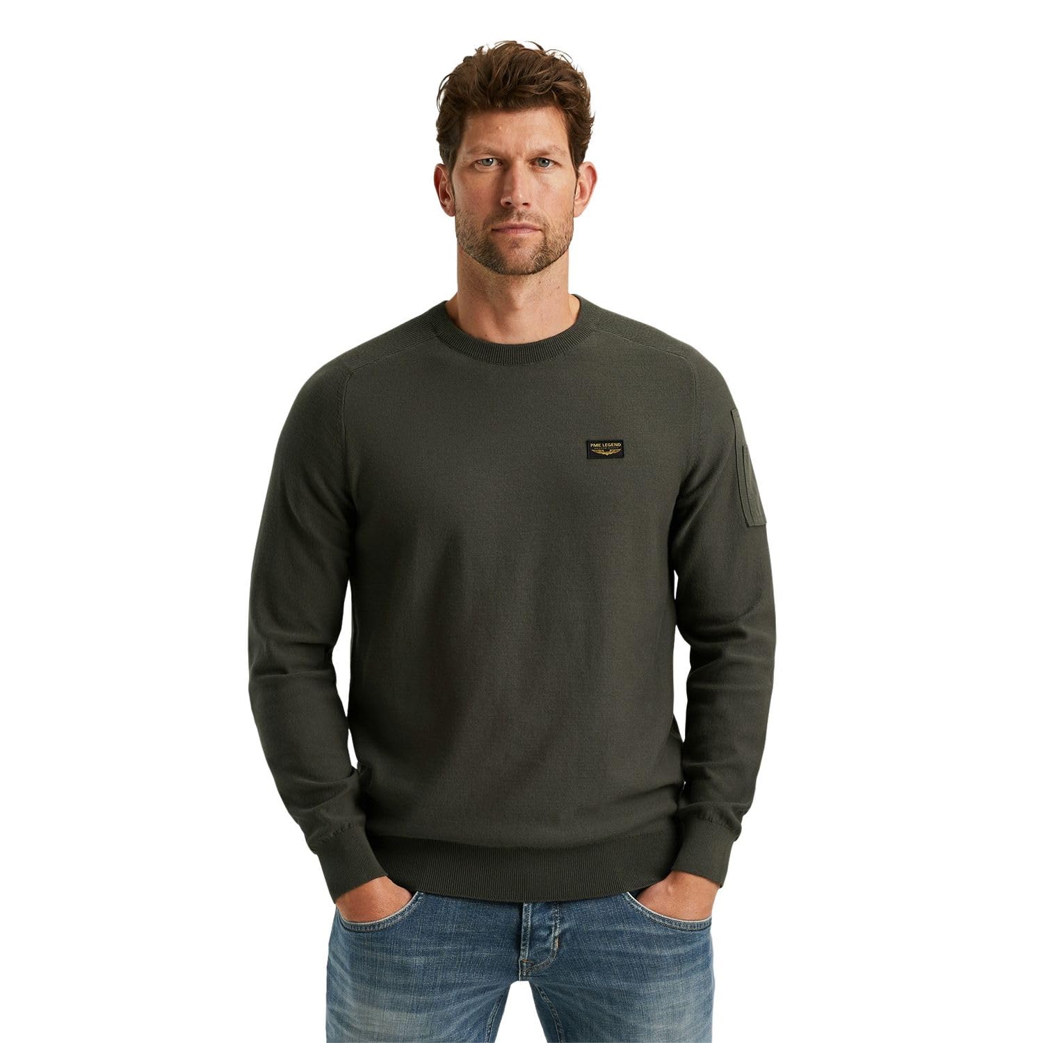 PME Legend Herren Rundhals Pullover R-Neck American Classic Single Jersey Knit