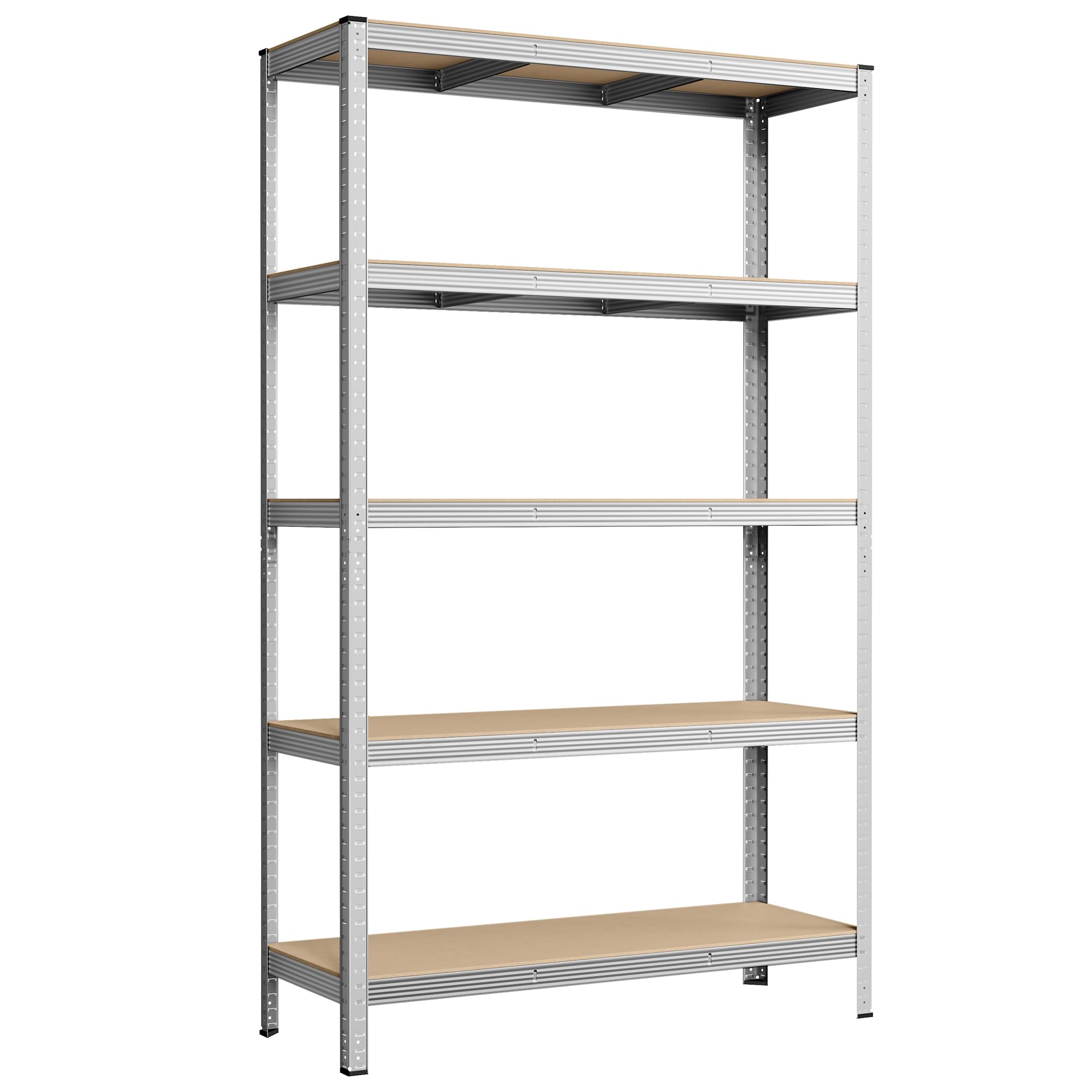 SONGMICS 5-Tier Shelving Unit, Steel Shelving Unit for Storage, Boltless Assembly, for Garage, Shed, Load Capacity 750 kg, 60 x 120 x 200 cm, Silver GLR060E01