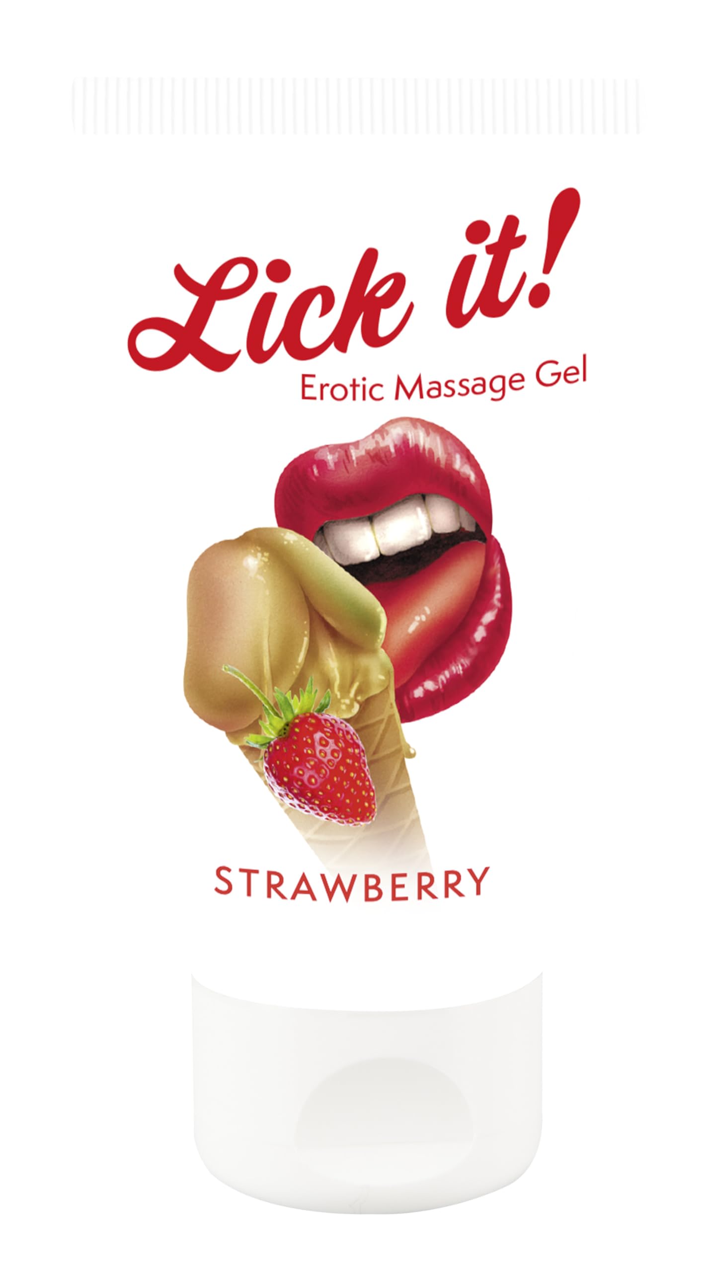 You2Toys Lick it! Erotic Massage-Gel "Strawberry" - verführerisches Gleitgel für Frauen und Männer, wasserbasierend, vegan, mit Erdbeer-Aroma, 50 ml