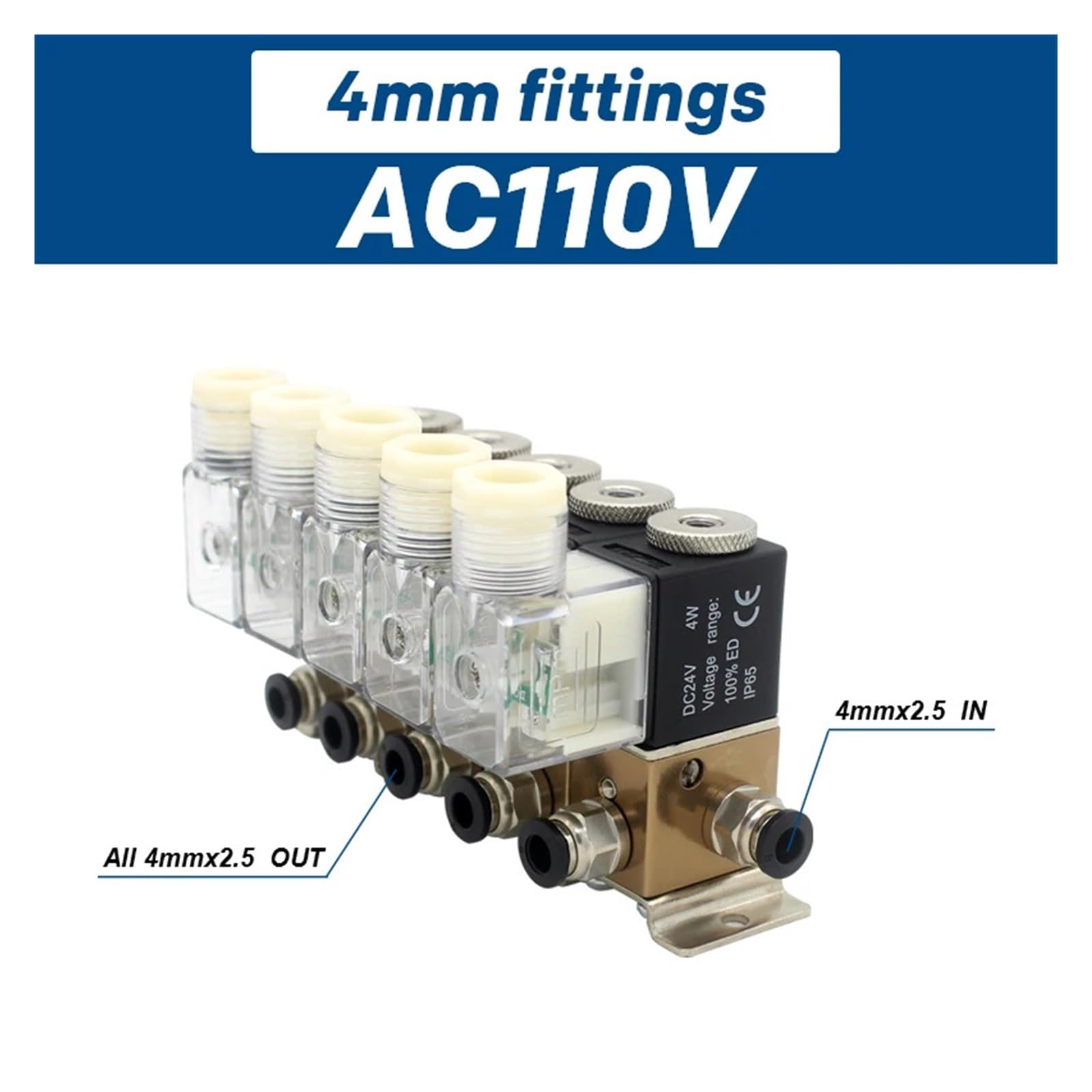3V1-06 Electroválvula neumática de 3/2 vías Normalmente Cerrada, combinación presión Positiva y Negativa, Control Universal con Ventosa(AC110V 4mm Fittings,6F)