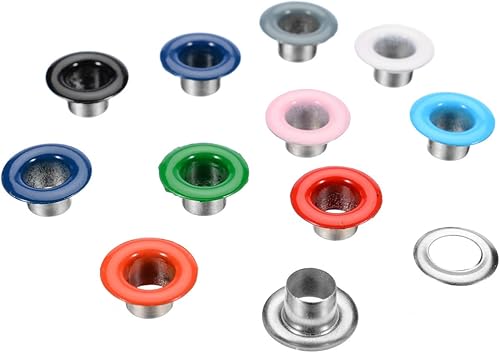 Miniatura 4 de 400 unidades, 10 colores, ojales de metal de 0.197 in y ojales con caja de almacenamiento de herramientas de instalación para ropa, zapatos, bolsa,