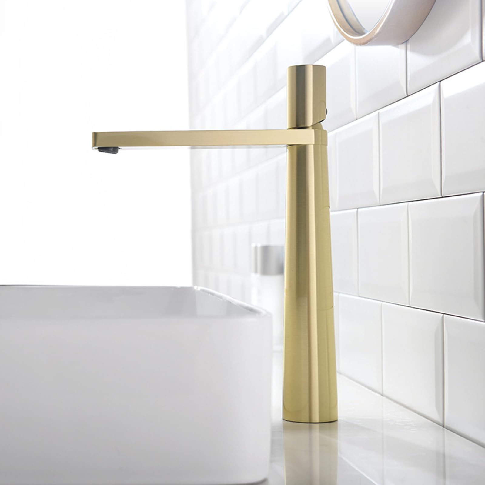Armatur Waschbecken Bad Waschtischarmatur Badezimmer Hoch Einhandmischer Einloch Einlochmontage Aus Kupfer Mit Warm Und Kaltmischung,Gold,hoch