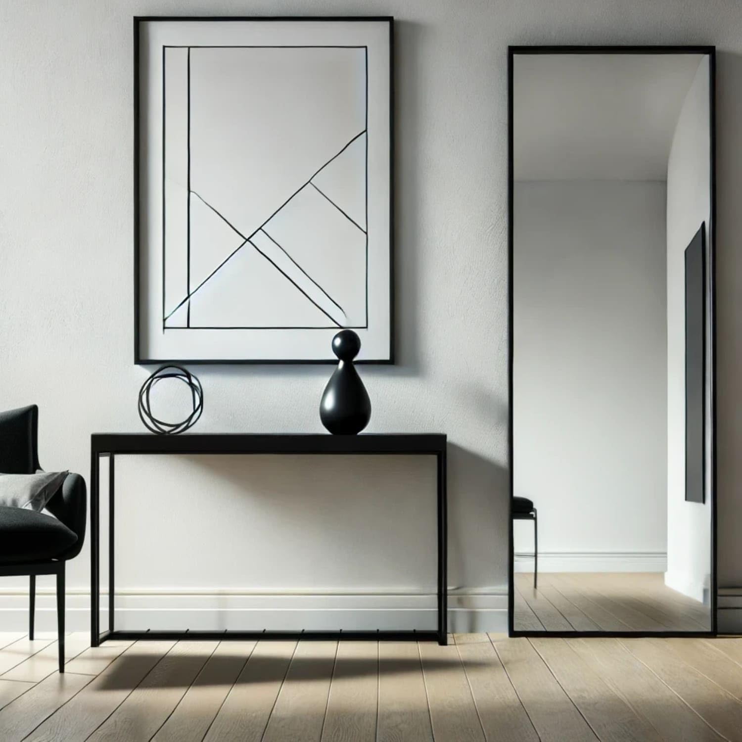 B&Q - Jōbū Jobu HomeTakaraFull Length Black Metal Rectangle Mirror150Cm X 60Cm